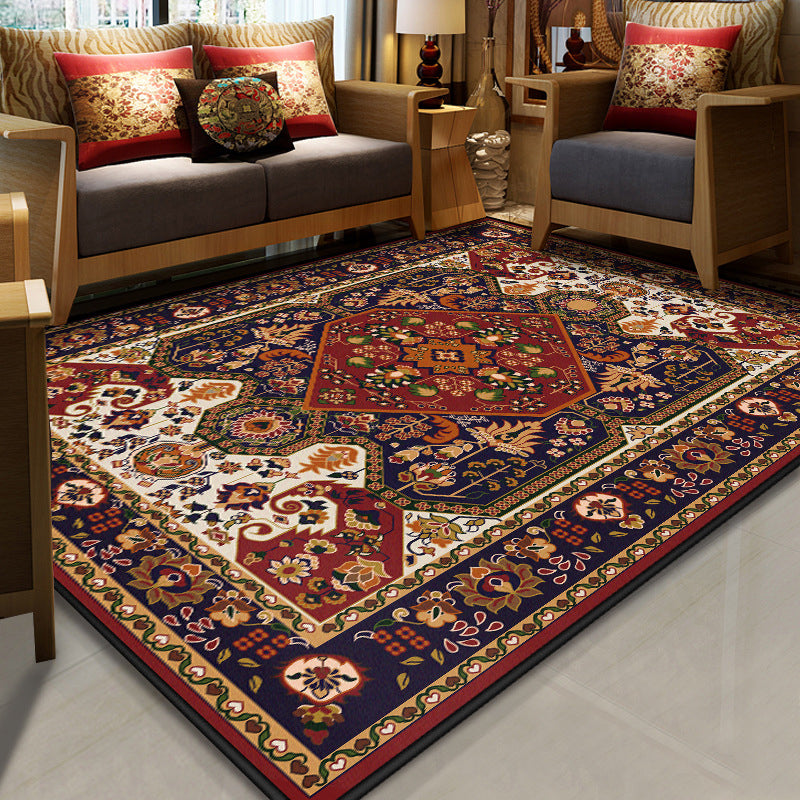 Lisslune | Stralendel Multi-colored Flower Rug Synthetic Moroccan Rug Washable Pet-friendly Non-slip Rug for Room