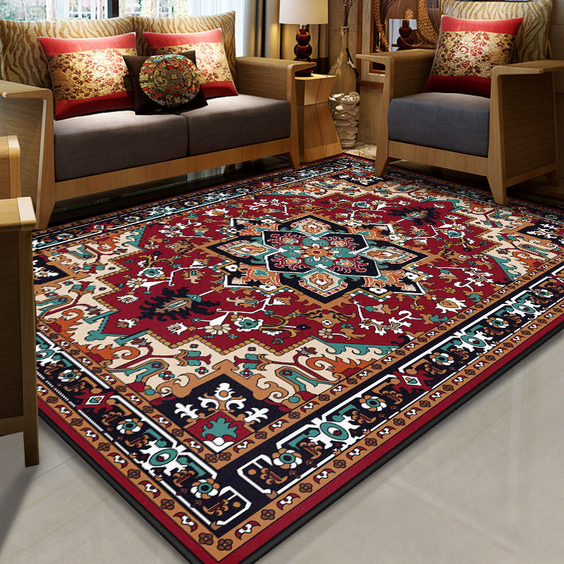 Lisslune | Stralendel Multi-colored Flower Rug Synthetic Moroccan Rug Washable Pet-friendly Non-slip Rug for Room