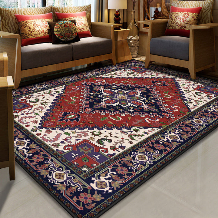 Lisslune | Stralendel Multi-colored Flower Rug Synthetic Moroccan Rug Washable Pet-friendly Non-slip Rug for Room