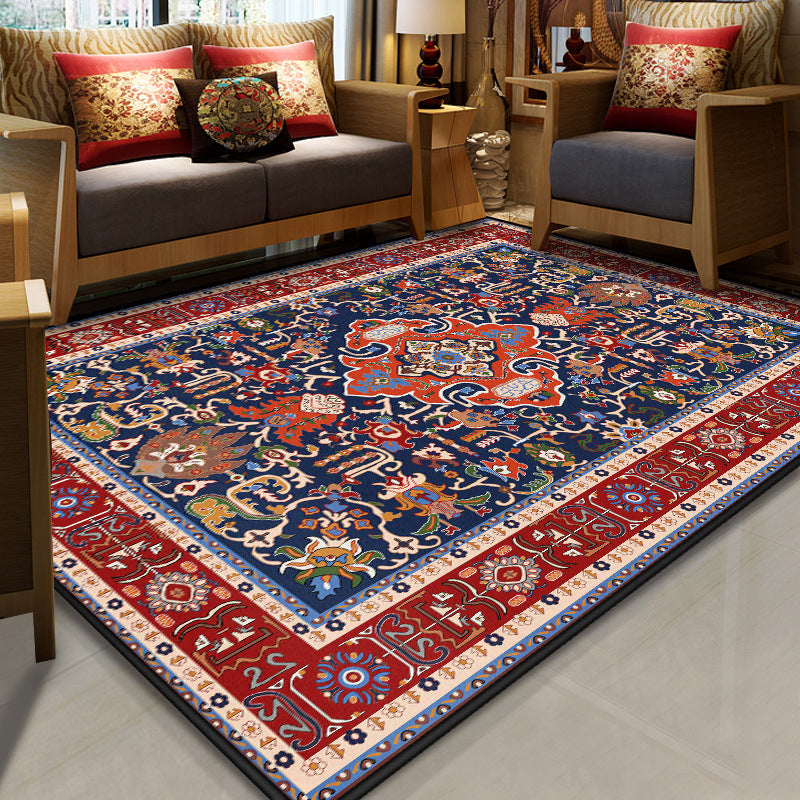 Lisslune | Stralendel Multi-colored Flower Rug Synthetic Moroccan Rug Washable Pet-friendly Non-slip Rug for Room