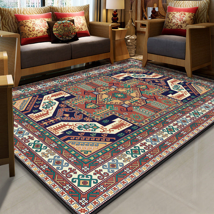 Lisslune | Stralendel Multi-colored Flower Rug Synthetic Moroccan Rug Washable Pet-friendly Non-slip Rug for Room