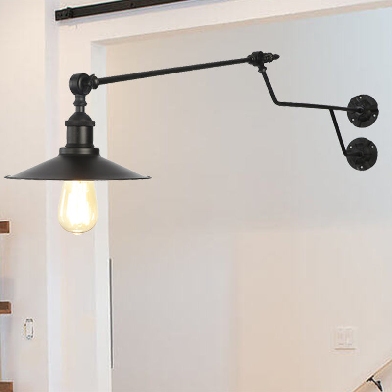 Lisslune | Metal Black/Red/White Wall Lamp Cone Shade 1-Light Industrial Wall Lighting for Living Room
