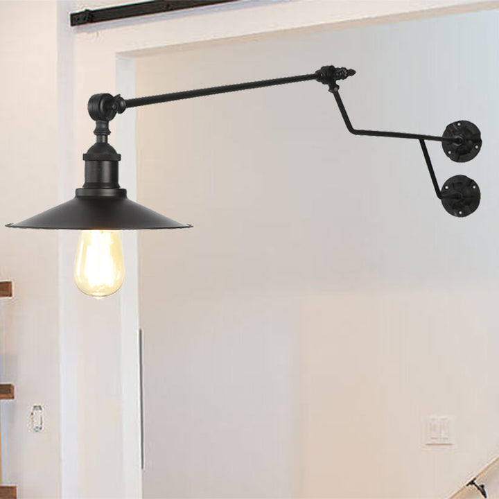 Lisslune | Metal Black/Red/White Wall Lamp Cone Shade 1-Light Industrial Wall Lighting for Living Room