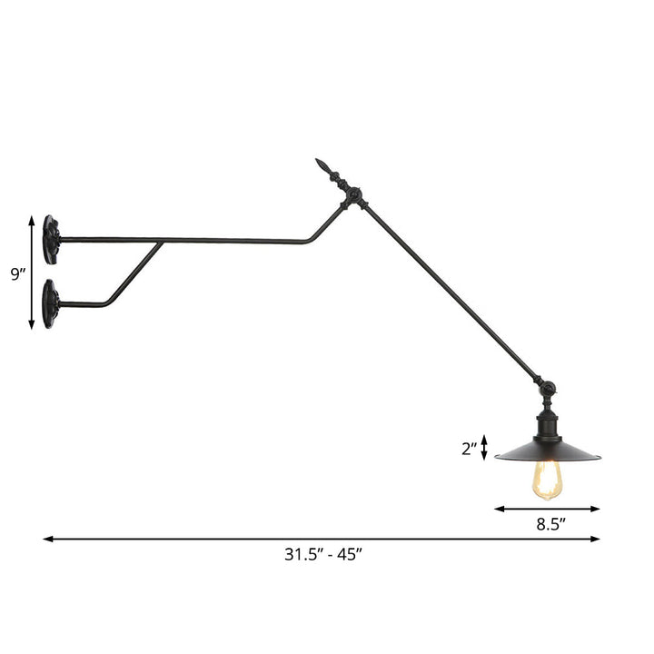 Lisslune | Metal Black/Red/White Wall Lamp Cone Shade 1-Light Industrial Wall Lighting for Living Room