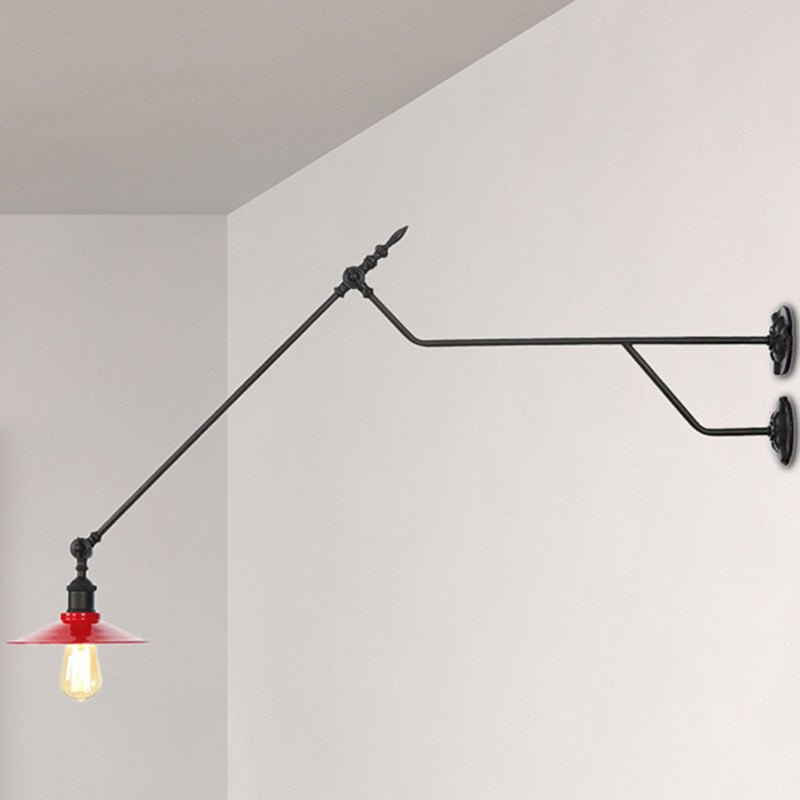 Lisslune | Metal Black/Red/White Wall Lamp Cone Shade 1-Light Industrial Wall Lighting for Living Room