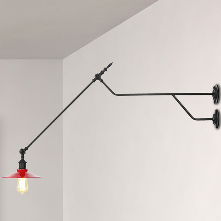 Lisslune | Metal Black/Red/White Wall Lamp Cone Shade 1-Light Industrial Wall Lighting for Living Room
