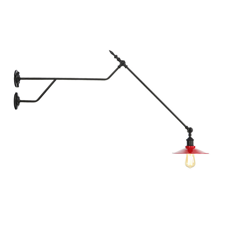 Lisslune | Metal Black/Red/White Wall Lamp Cone Shade 1-Light Industrial Wall Lighting for Living Room