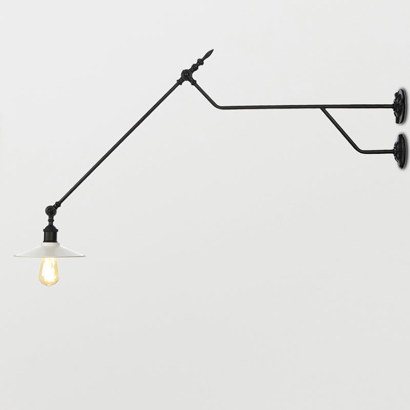 Lisslune | Metal Black/Red/White Wall Lamp Cone Shade 1-Light Industrial Wall Lighting for Living Room