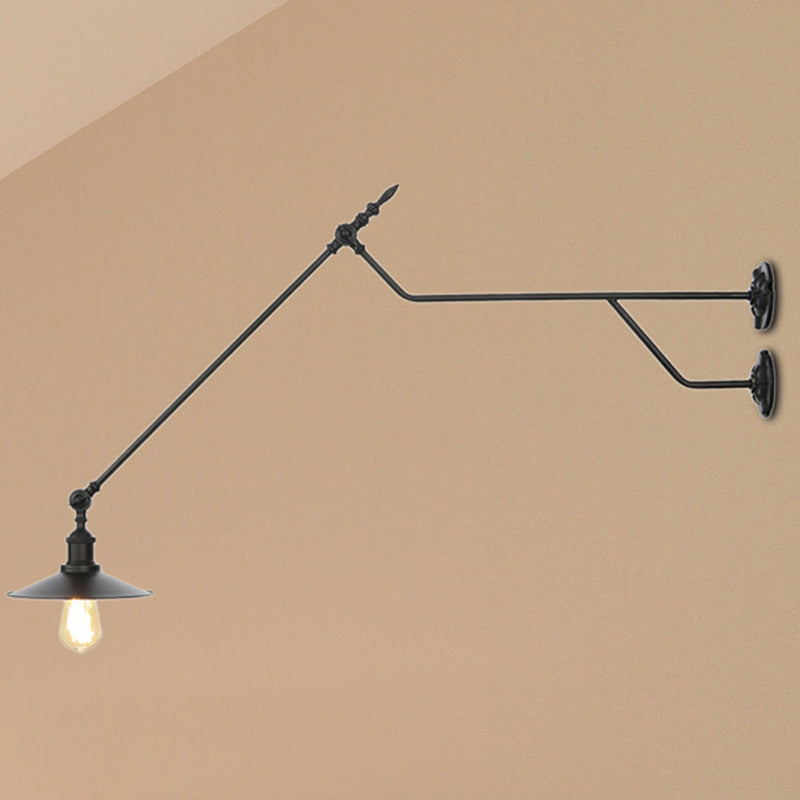 Lisslune | Metal Black/Red/White Wall Lamp Cone Shade 1-Light Industrial Wall Lighting for Living Room