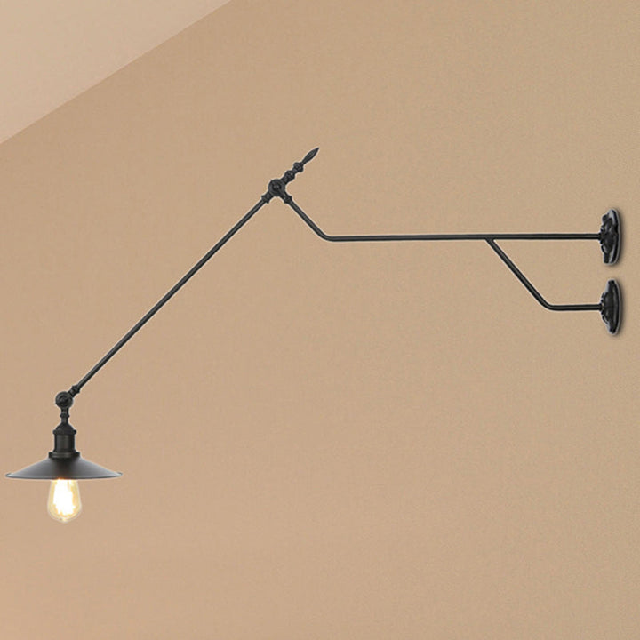 Lisslune | Metal Black/Red/White Wall Lamp Cone Shade 1-Light Industrial Wall Lighting for Living Room