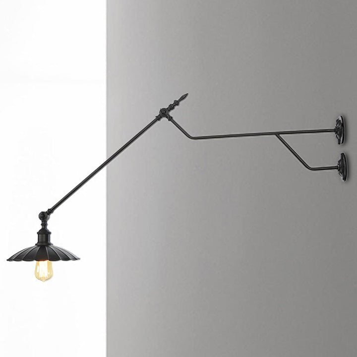 Skørter | Metal Matte Black Wall Lamp Barn/Bowl 1-Light Industrial Wall Lighting for Indoor