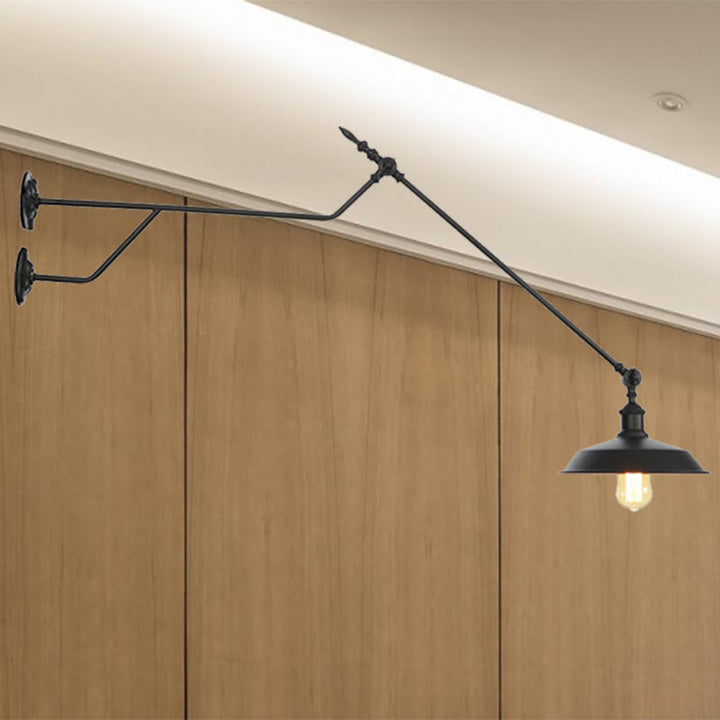 Skørter | Metal Matte Black Wall Lamp Barn/Bowl 1-Light Industrial Wall Lighting for Indoor