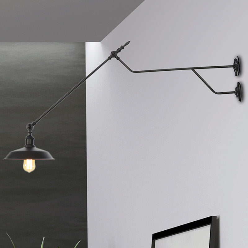 Skørter | Metal Matte Black Wall Lamp Barn/Bowl 1-Light Industrial Wall Lighting for Indoor