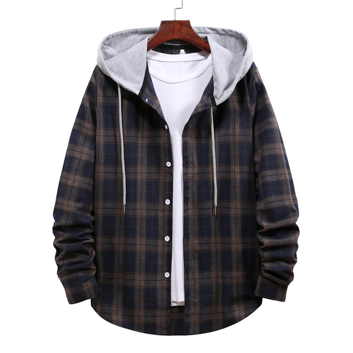 Men's Casual Flannel Shirt with Modern Hood Lisslune