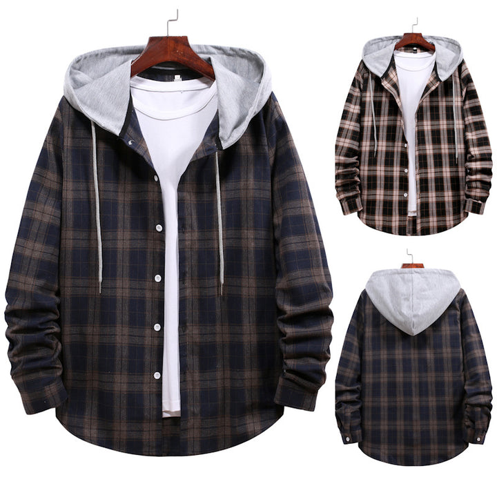 Men's Casual Flannel Shirt with Modern Hood Lisslune