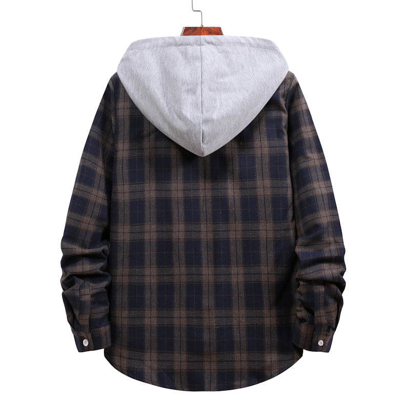 Men's Casual Flannel Shirt with Modern Hood Lisslune