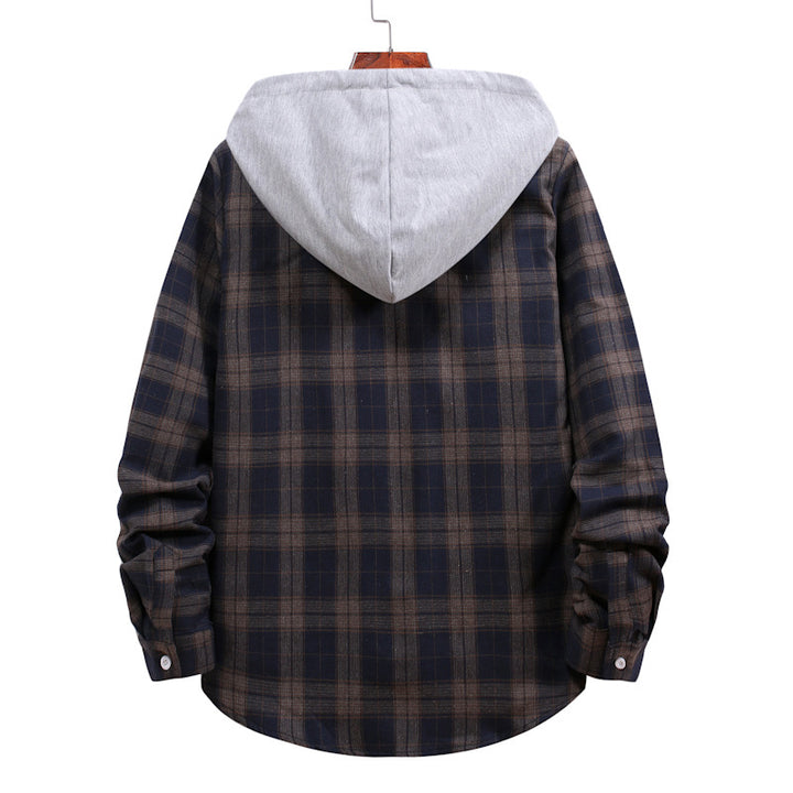 Men's Casual Flannel Shirt with Modern Hood Lisslune