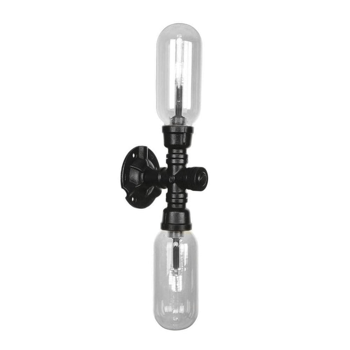 Lisslune | Clear Glass Black Wall Lamp Capsule Shade 2/4 Light Industrial Wall Mounted Pipe Lighting