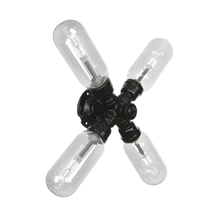 Lisslune | Clear Glass Black Wall Lamp Capsule Shade 2/4 Light Industrial Wall Mounted Pipe Lighting