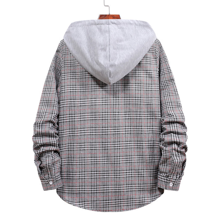 Men's shirt with integrated hood and fashionable check design Lisslune