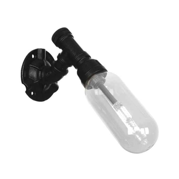 Lisslune | Simple clear glass wall-mounted tube light industrial black oval living room wall lamp