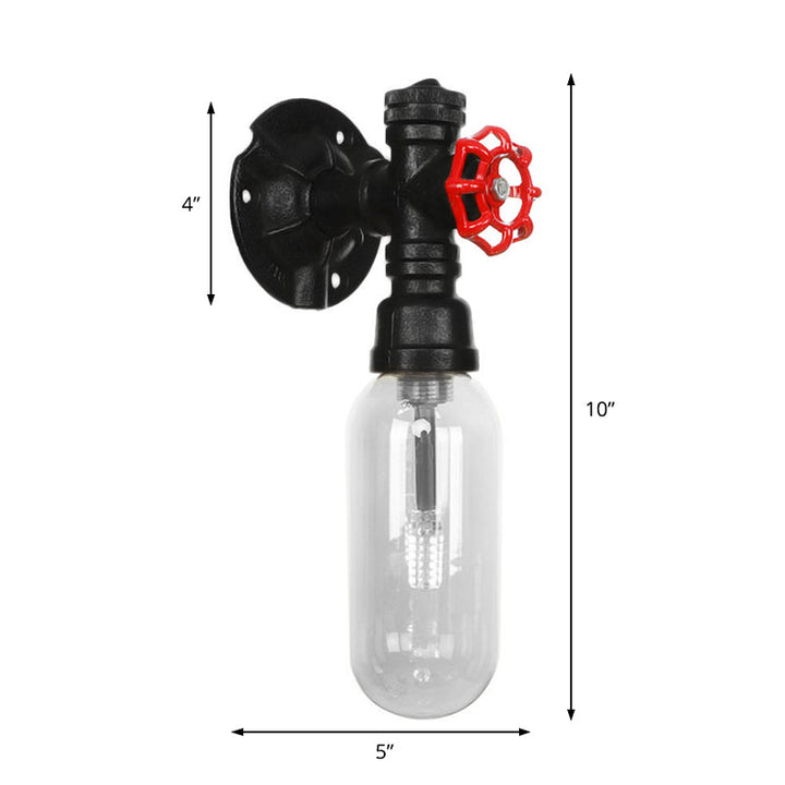 Lisslune | Simple clear glass wall-mounted tube light industrial black oval living room wall lamp