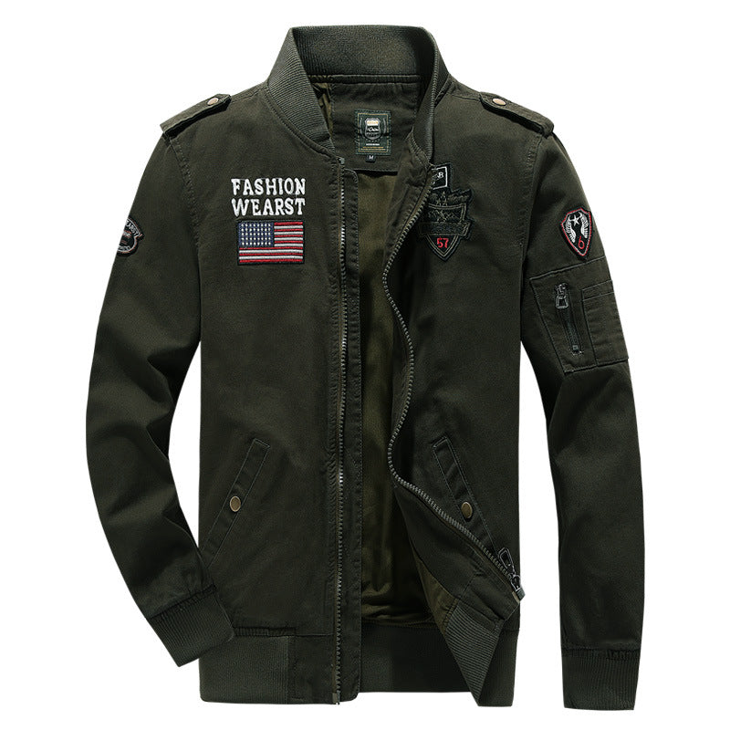 Men's trendy bomber jacket with decorative patches Lisslune