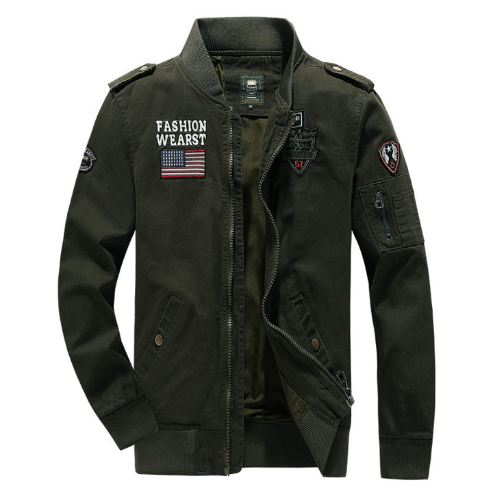 Men's trendy bomber jacket with decorative patches Lisslune