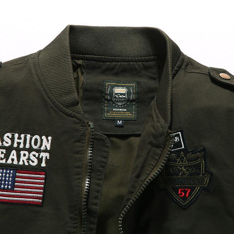Men's trendy bomber jacket with decorative patches Lisslune