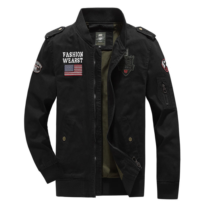 Men's trendy bomber jacket with decorative patches Lisslune