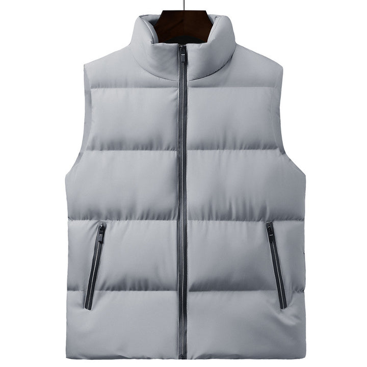 Men's Padded Vest with High Collar and Side Zip Pockets Lisslune