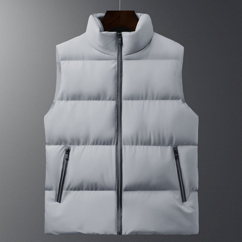 Men's Padded Vest with High Collar and Side Zip Pockets Lisslune