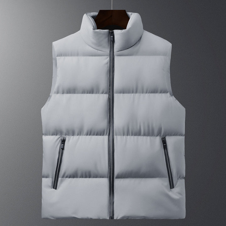 Men's Padded Vest with High Collar and Side Zip Pockets Lisslune