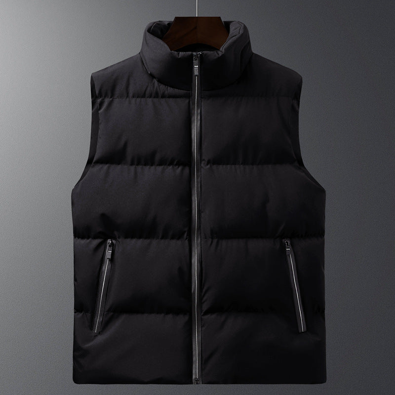 Men's Padded Vest with High Collar and Side Zip Pockets Lisslune