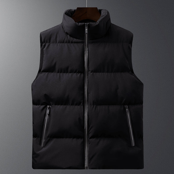 Men's Padded Vest with High Collar and Side Zip Pockets Lisslune