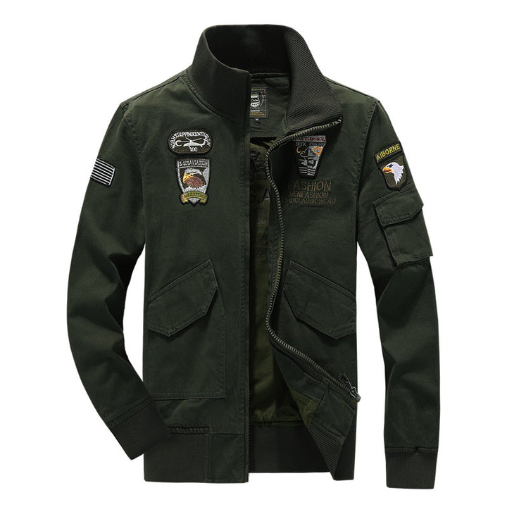Men's Versatile Bomber Jacket with Embroidered Patches Lisslune