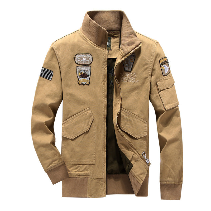 Men's Versatile Bomber Jacket with Embroidered Patches Lisslune