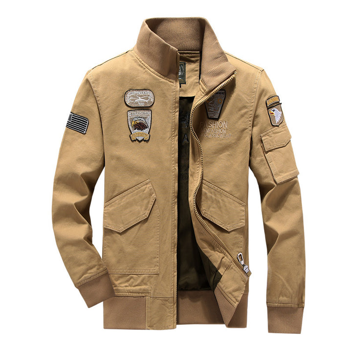 Men's Versatile Bomber Jacket with Embroidered Patches Lisslune