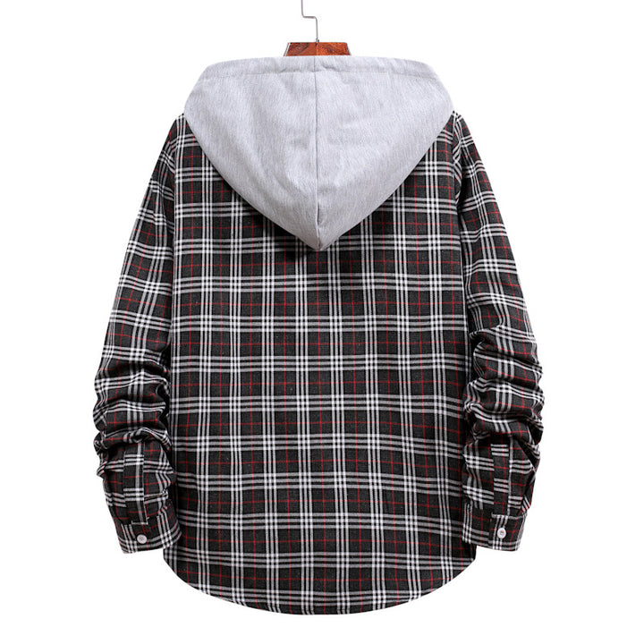 Men's shirt with integrated hood and fashionable check design Lisslune