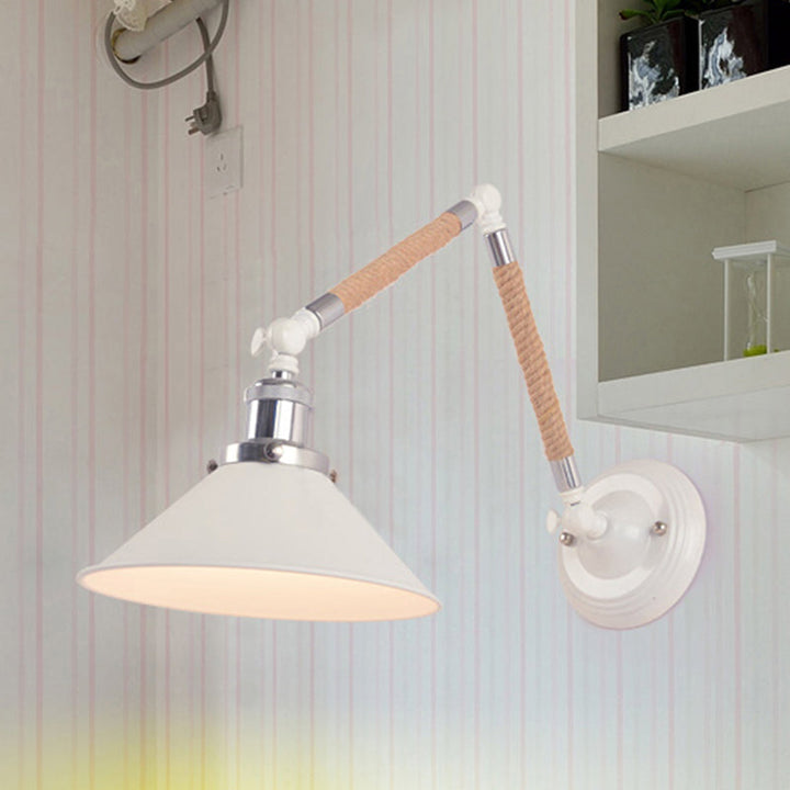 Lisslune | 1 Head Flared Wall Lighting with Swivel Arm Vintage Style White Metal Wall Lamp, 7"/8" Diameter