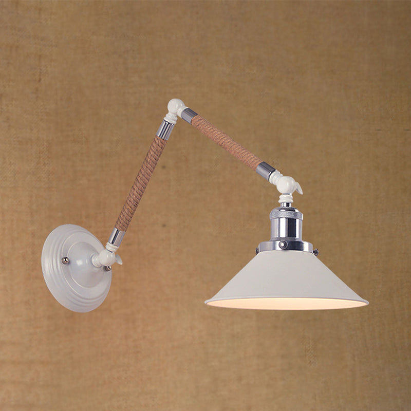 Lisslune | 1 Head Flared Wall Lighting with Swivel Arm Vintage Style White Metal Wall Lamp, 7"/8" Diameter