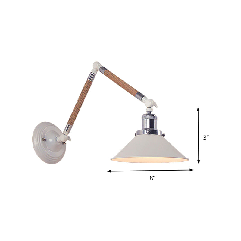 Lisslune | 1 Head Flared Wall Lighting with Swivel Arm Vintage Style White Metal Wall Lamp, 7"/8" Diameter