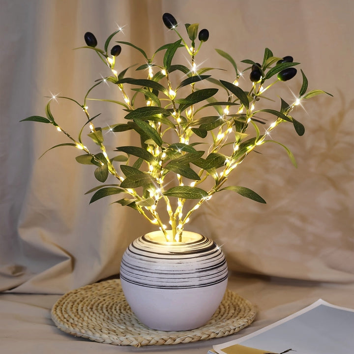 Lisslune | Illuminated Olive Tree LED Lamp – Modern Decor for Festive Occasions, Weddings, Birthdays, and Party Atmosphere, Ideal for Dining Table, Cabinet, or Café Decor