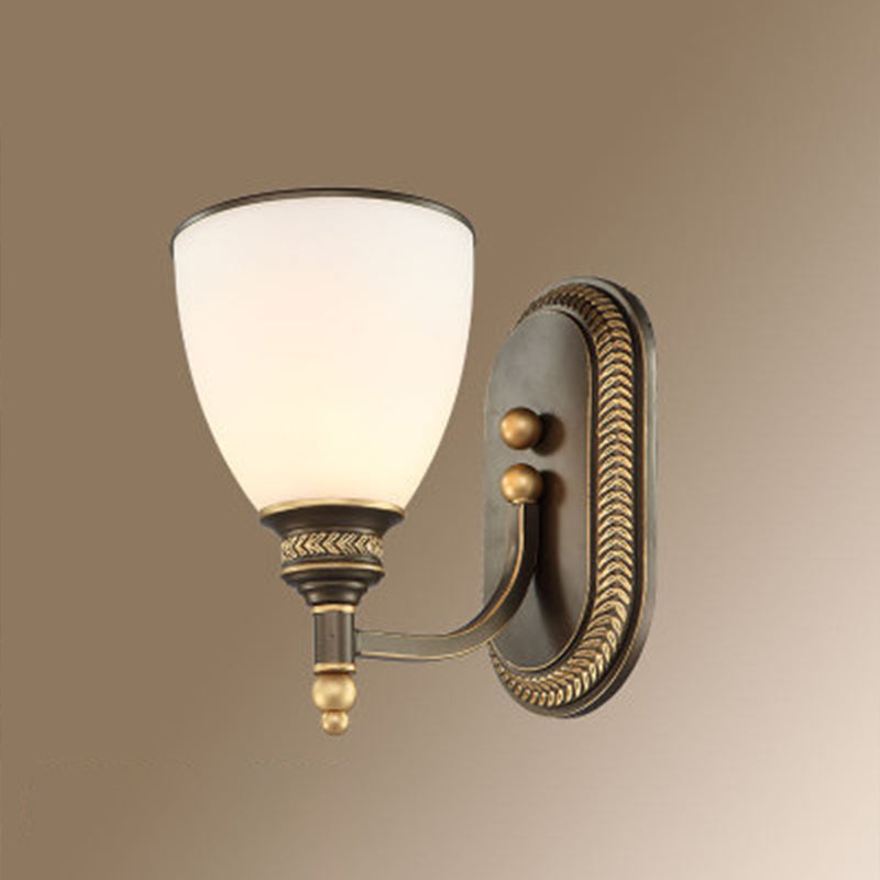 Skørter | Bell Shade Frosted Glass Wall-Mounted Light Retro Hallway Lighting for Bedroom
