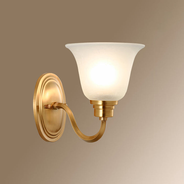 Skørter | 1 Head Frosted Glass Wall Lighting Vintage Gold Outflying Shape Nightstand Wall-Mounted Light Fixture
