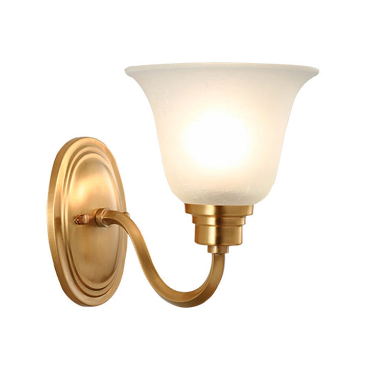 Skørter | 1 Head Frosted Glass Wall Lighting Vintage Gold Outflying Shape Nightstand Wall-Mounted Light Fixture