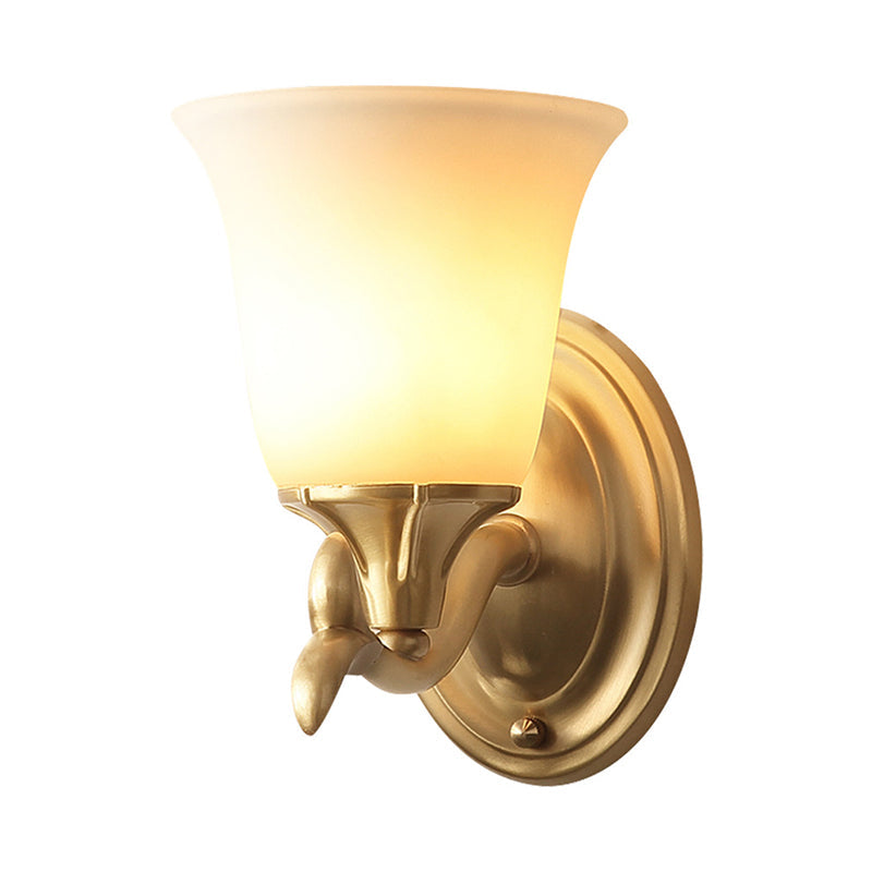 Skørter | Bell-shaped Living Room Wall Lighting Retro Matte Glass Gold Wall Lamp