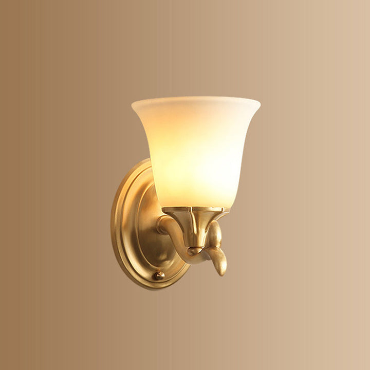Skørter | Bell-shaped Living Room Wall Lighting Retro Matte Glass Gold Wall Lamp