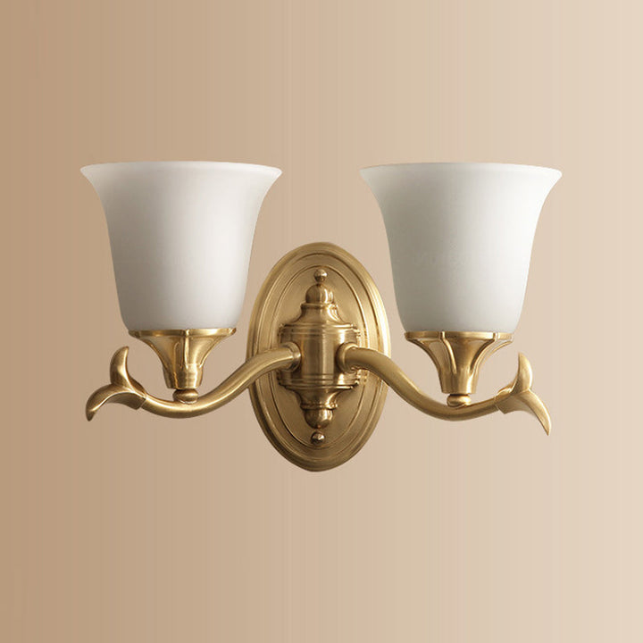 Skørter | Bell-shaped Living Room Wall Lighting Retro Matte Glass Gold Wall Lamp