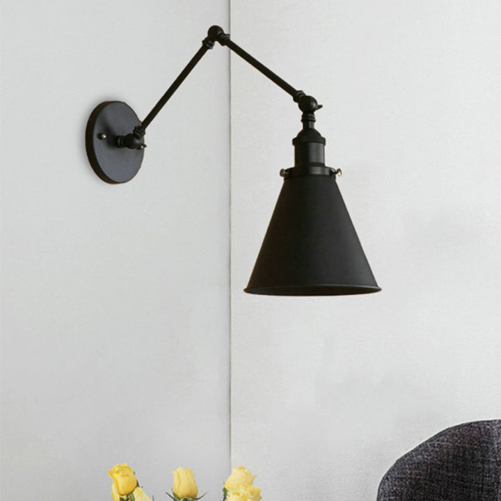 Skørter | Country House Style Cone Wall Sconces 1 Lamp Iron Wall Lighting Fixture in Black/Rust for Bedroom